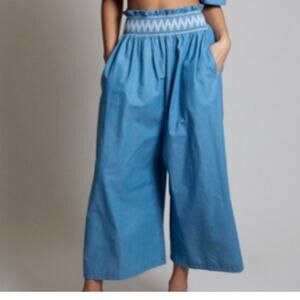L’atiste By Amy Size XL Mia Chambray Wide Leg Smocked Waist Pants